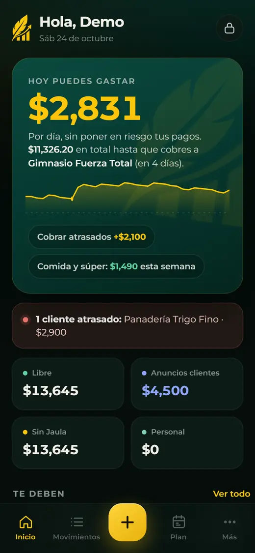 App de Finanzas personales con cuánto se puede gastar hoy