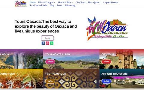 Página de inicio del sitio de WOW Oaxaca Tours