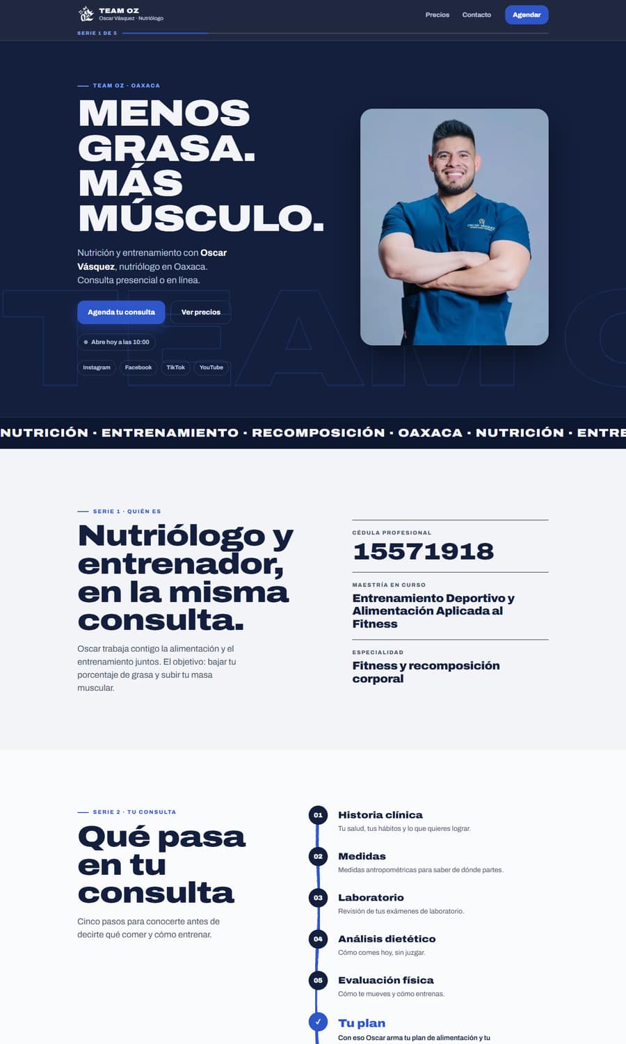Página de inicio de Oscar Vásquez, nutriólogo y entrenador en Oaxaca